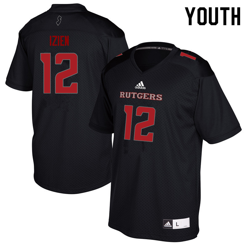 Youth #12 Christian Izien Rutgers Scarlet Knights College Football Jerseys Sale-Black - Click Image to Close